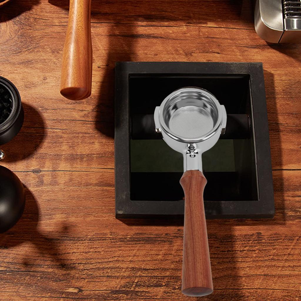 58mm Bottomless Coffee Portafilter Filter Basket, Single-Layer Aluminum Alloy Portafilter for Coffee Machines, Expobar F Rosewood