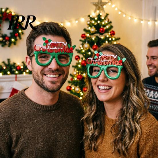 Occhiali di Natale con Montatura Flessibile, Montature Scintillanti per Feste, Cappello di Babbo Natale, Costume Albero, Pupazzo di Neve, Orso, Occhiali Divertenti per Bomboniere