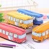 Cartoon Bus Pencil Bag Canvas Stationery Box Large Capacity Pen Bag  Pencilcase