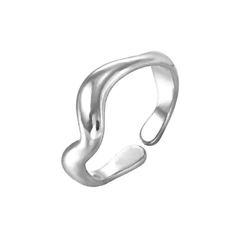 1Pcs Stainless steel wave-shaped ring - simple finger ring for both men and women, retro style ring
