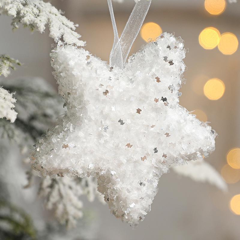 Christmas Tree Ornaments White Foam Stars Pentagram Icicle Gift Box Pendant Tree Hanging Decorations Shiny Festival Decors