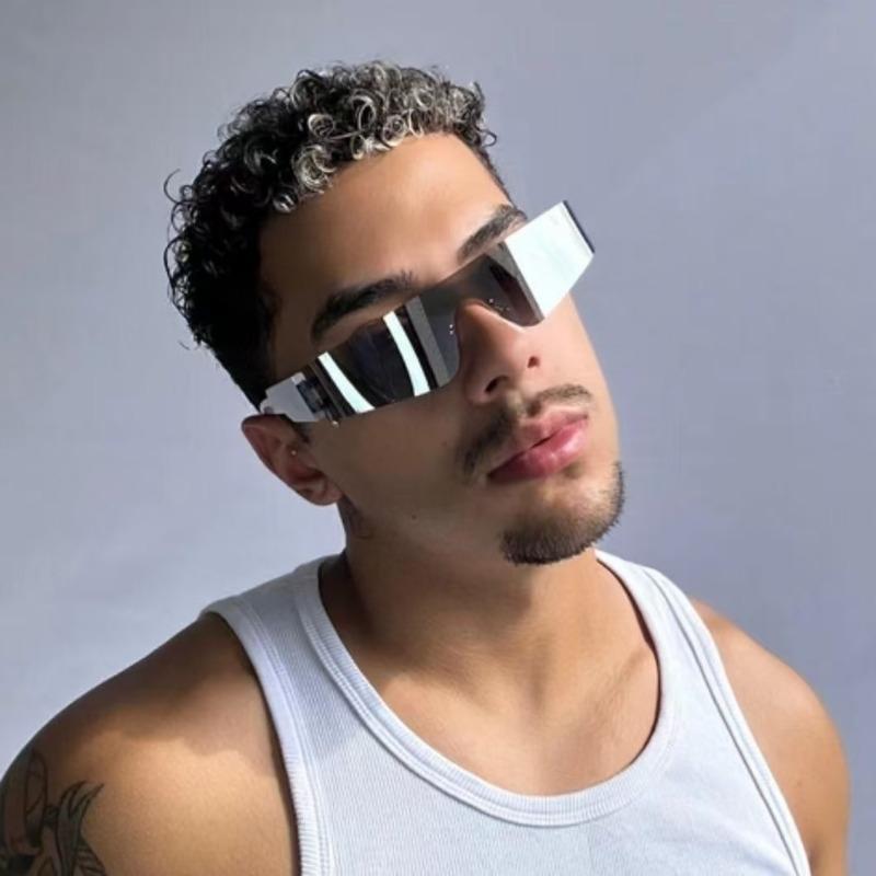 Cyberpunk Future Tech Sunglasses UV400 Protection Frameless One-Piece Design for Women Men Cycling Shades Fashion Eyewear