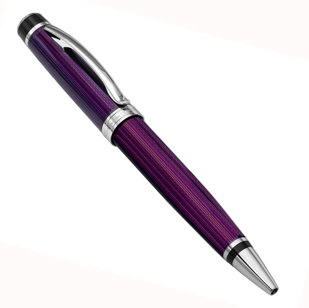 Xezo Incognito Brass Ballpoint Purple Serial Parts Purple Pen, Metallic, Diamond-Cut Engraving, Number, Platinum-Plated (Secret B-2)
