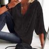 2026 Spring New Women's Lace Hollow-Out Patchwork U-Neck Three-Quarter Sleeve T-Shirt Top