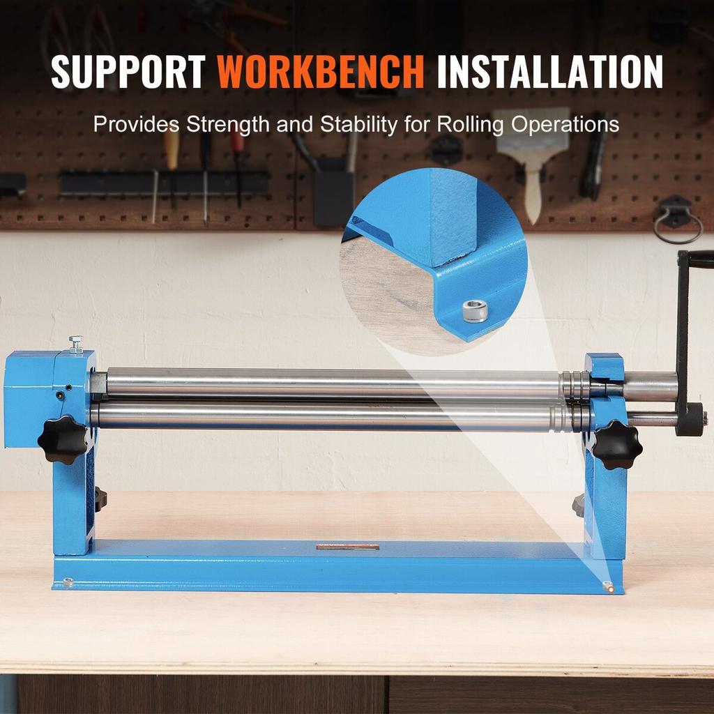 Slip Roll Machine, 610 mm Forming Width, Sheet Metal Slip Roller Rolling Bending Machine, with 2 Detachable Rollers for Low Carbon Steel Copper Sheet