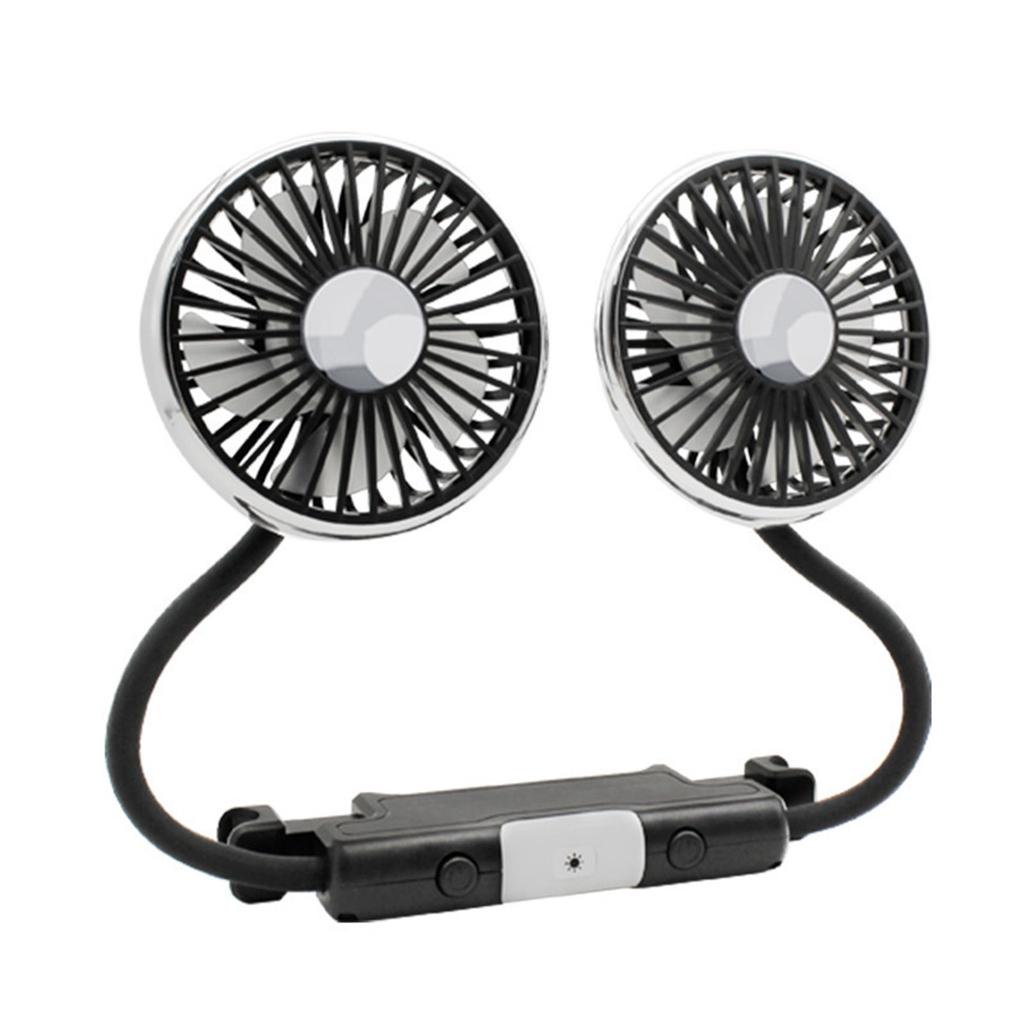 2026 Car Cooling Fan 360 Adjustable Dual Head Car Fan Low Noise Automotive Electric Fan Type C Charge for Dashboard RV Truck
