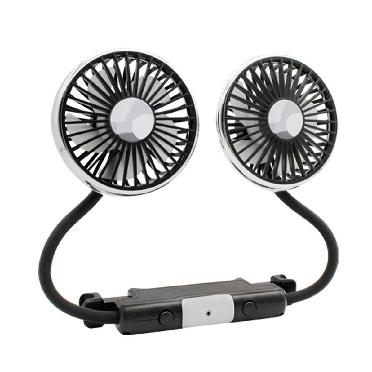 2026 Car Cooling Fan 360 Adjustable Dual Head Car Fan Low Noise Automotive Electric Fan Type C Charge for Dashboard RV Truck Double-headed