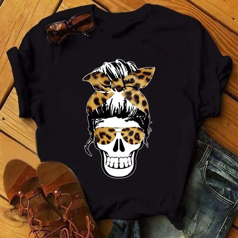 

Череп Голова Momlife Принт Женская футболка Короткий рукав O-образный вырез Свободная женская футболка Женская футболка Топы Camisetas Mujer XXXL