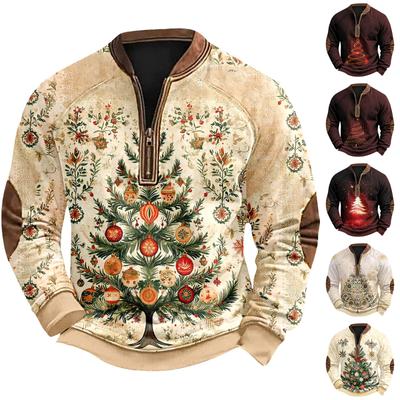 Men's Christmas Retro Casual Zipper Sweatshirt