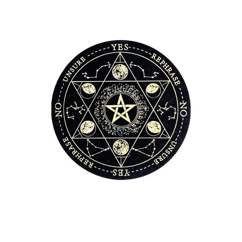 Wooden Pendulum Board Moon Star Carved Divination Plate Eco-friendly Natural Wood Tool for Dowsing Meditation Ritual Decor