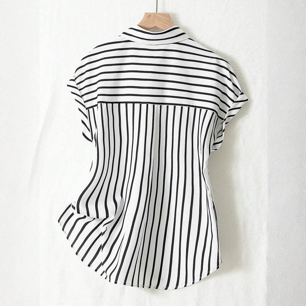 Womens Spring Tops Summer Shirts for Women Button Down Blouse Short Sleeve Striped Womens Summer Tops Dressy Casual