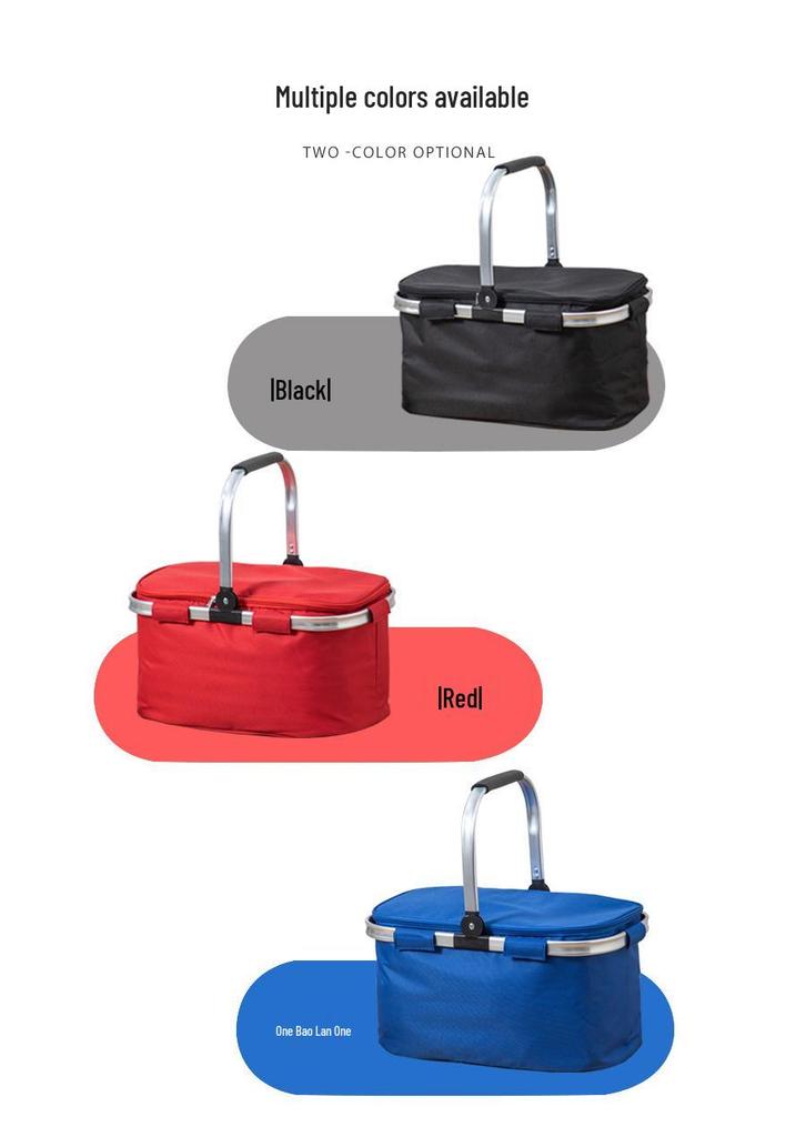 Insulated Folding Picnic Basket & Thickened Shopping Tote for Camping
