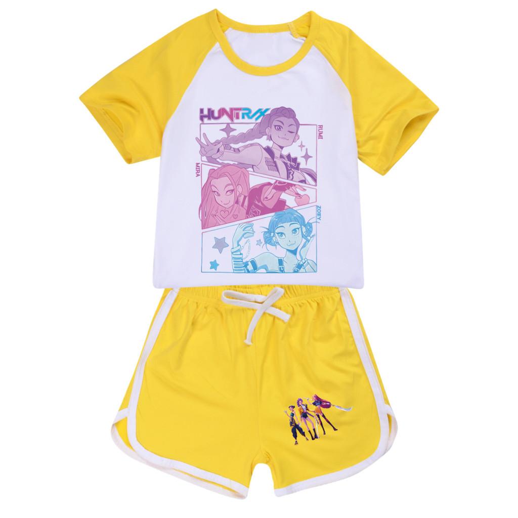 5104 Kinder Mädchen POP Rumi Zoey Mira Print T-Shirt Shorts Sport Trainingsanzug Kleidung Set