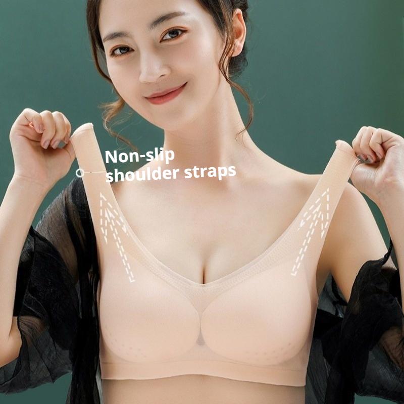 Ultra-thin Underwear for Women Seamless Vest-style Large Size Bra Without Steel Ring Gathered Sports Bra with Breast Reduction