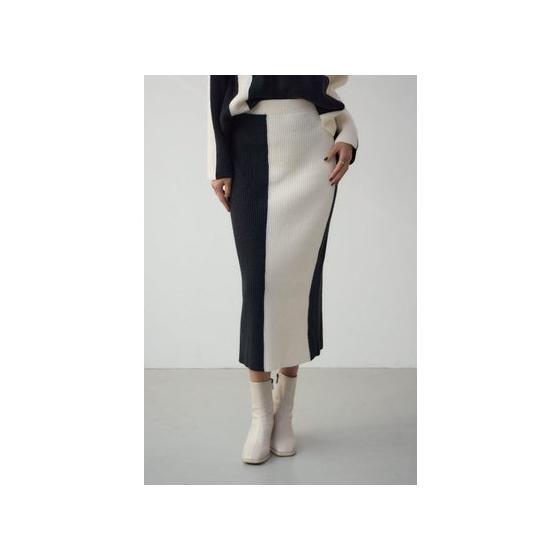 Bicolor I-line knit skirt BLK