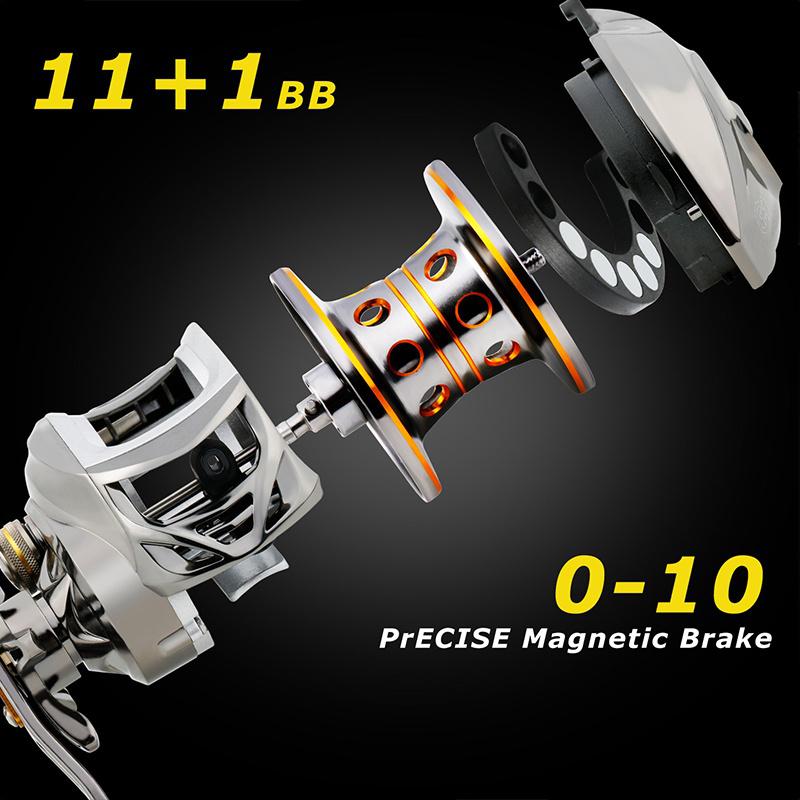 Baitcastingové navijáky 12BB Levý/pravý podavač Baitcaster Wheel Carbon Drag 5KG Trolling Fishing naviják