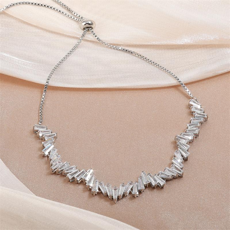 ZAKOL Luxury Shiny AAA Cubic Zirconia Adjustable Bracelet Brilliant Zircon Versatile Wedding Zircon Gift for Women