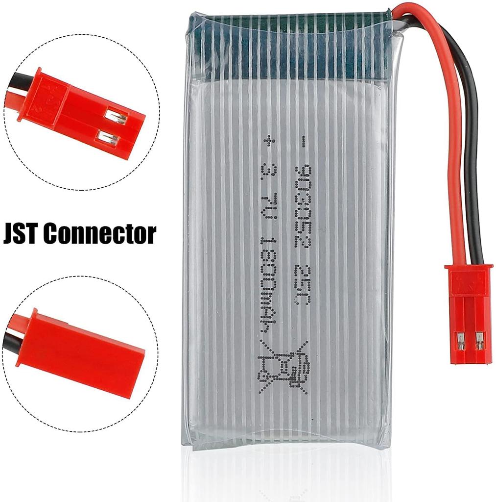 2-Pack Li-Po Batteries 3.7V 1800mAh 25C with JST Plug | Compatible with JJRC H11D, H11C, HQ898B RC Helicopter | High Capacity, Optimal Performance