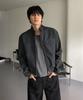 THEY Suede Leather Track Jacket_Charcoal Black