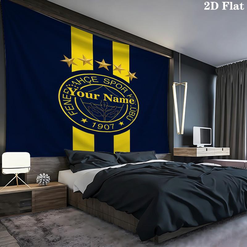 Fenerbahe Sports Club Custom Name Wall Tapestry Aesthetic Wall Hanging Printed Fabric Blanket Decorative Tapestries for Bedroom Living Room Home Decor