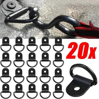 20-10 piezas de ganchos de amarre en forma de D de acero inoxidable, anillos de amarre de carga de hierro, accesorios para automóviles, camiones, remolques, casas rodantes y barcos