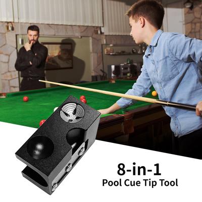 8 In 1 Aluminum Pool Cue Tip Repair Tool Billiard Cue Stick Tip Tool for Shaping Cue Tips