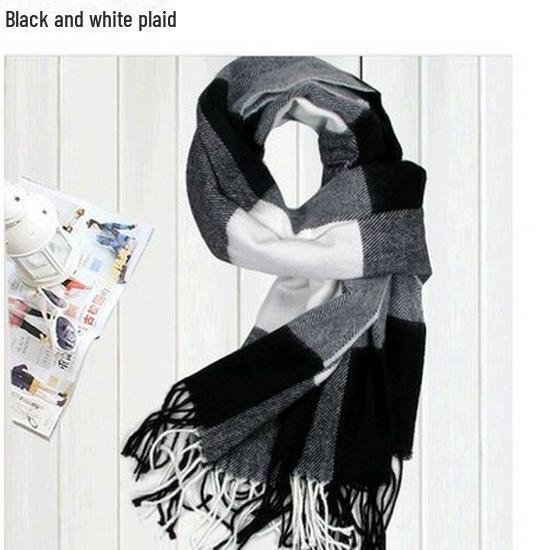 Winter Men's and Women's Thick Plaid Imitation Cashmere Scarf