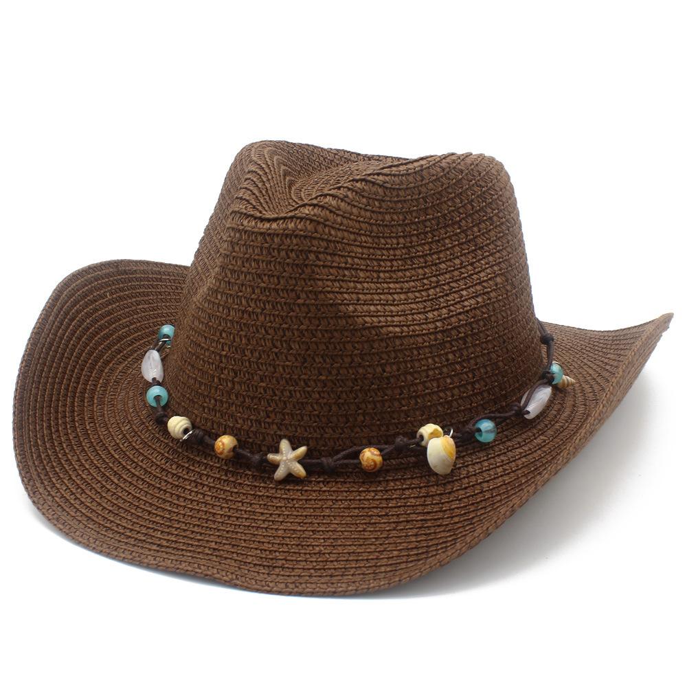 Brown Sunscreen Visor Simple Curved Brim Literary Retro Cowboy Hat Trend European and American Style Panama Straw Hat