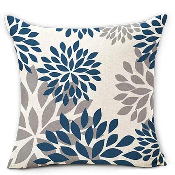 Blue and White Geometric Linen Pillowcase Sofa Cushion Cover Home Decoration Can Be Customized for You 40x40 45x45 50x50