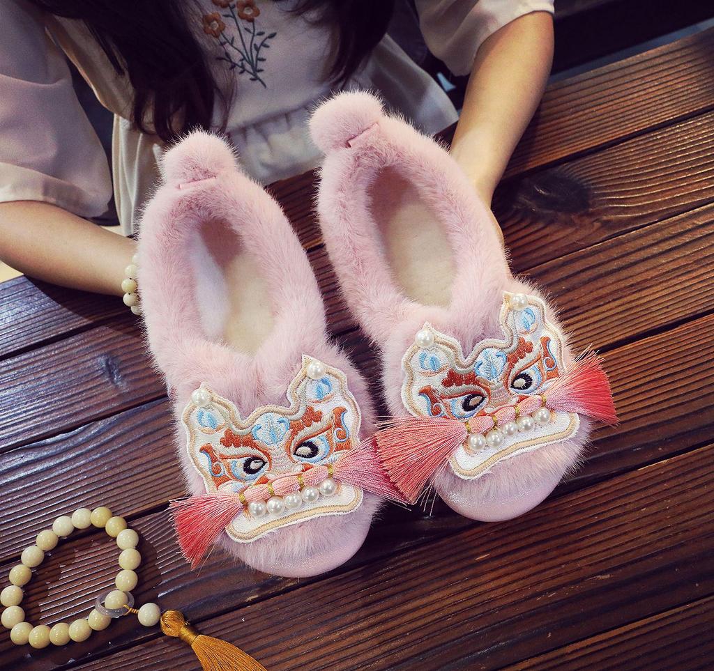 Tiggo 2025 Kadın Retro İşlemeli Kaplan Başı Pamuklu Ayakkabılar