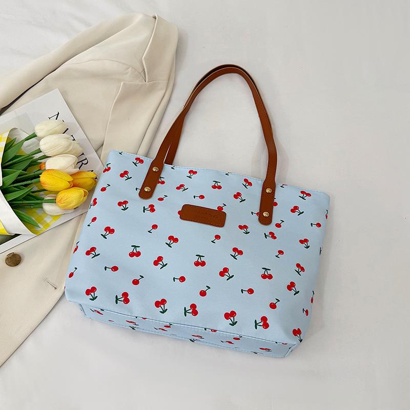 

2025 мода новая женская сумка-тоут для поездок на работу, сумка-ручка, модная милая женская сумка на плечо с принтом вишни синий