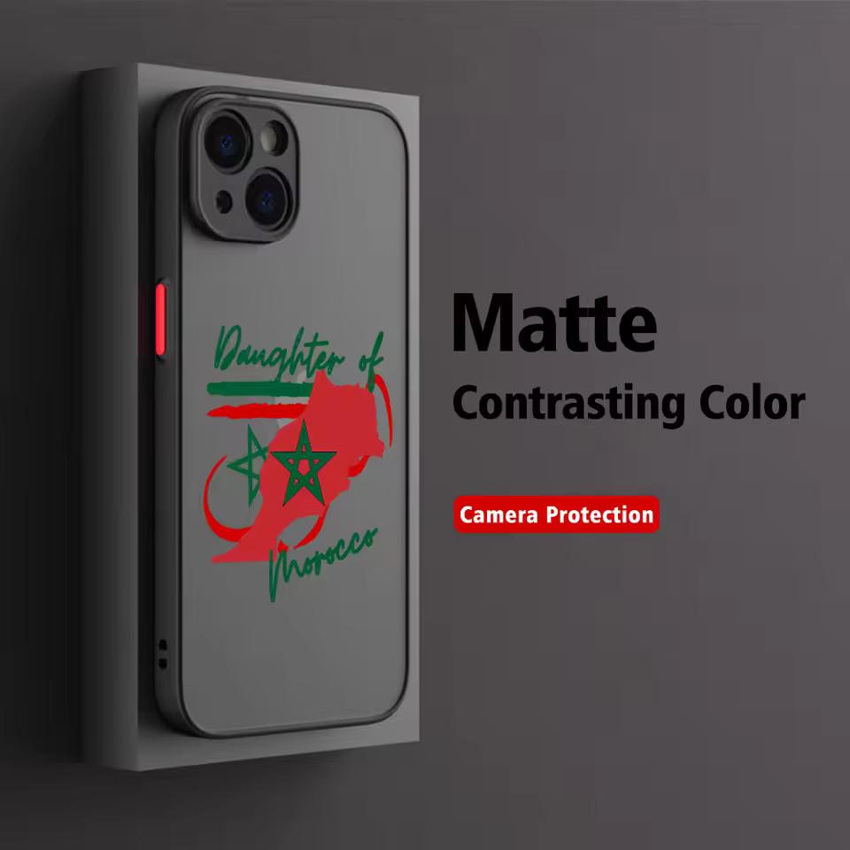 Marokkaanse Paspoort Kaart Mat Transparant Voor iPhone Hoesje 17 16 15 14 13 12 11 Pro XR XS Max 7 8 Plus Anti-Val Telefoon Y2K Cover