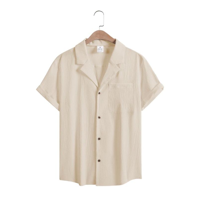 Camicie Casual a Maniche Corte da Uomo Abbigliamento da Strada per il Tempo Libero Camicie a Bottone con Collo a Punta Monocolore da Uomo Camicetta Vintage per le Vacanze