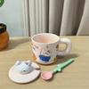 Home Cute Ceramic Cup with Lid for Girls' Cup with High Appearance Coffee Cup Mug Office Water Cup Gift