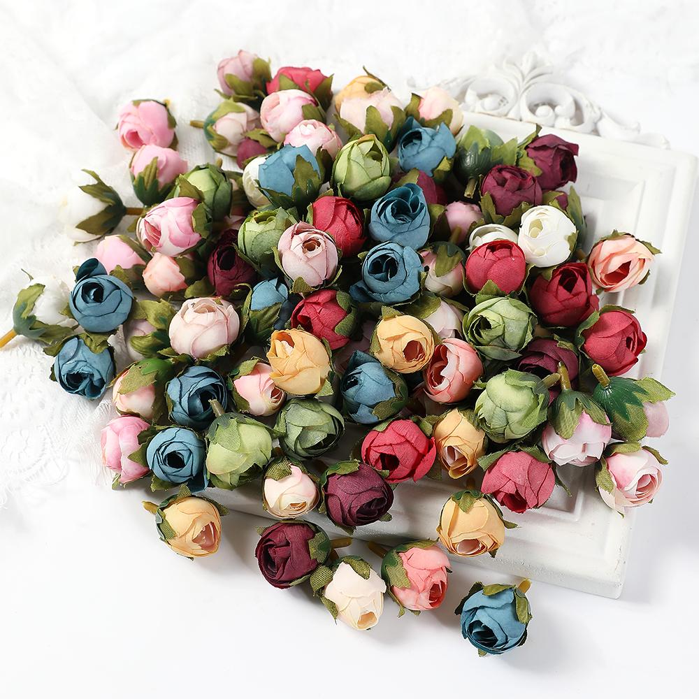 20Pcs 3cm Silk Roses Artificial Flowers Home Decor Summer Wedding Decoration Fake Flowers Bride Carfts Wreath Gifts Accessories
