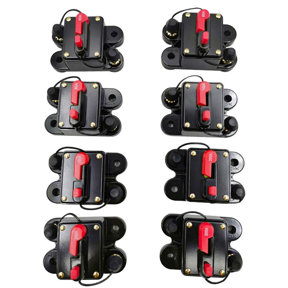 12V-48V DC Car Fuse Circuit Breaker Auto Reset Boat Resettable Fuse 40A 50A 60A 80A 100A 150A 200A 250A 300A for Audio System