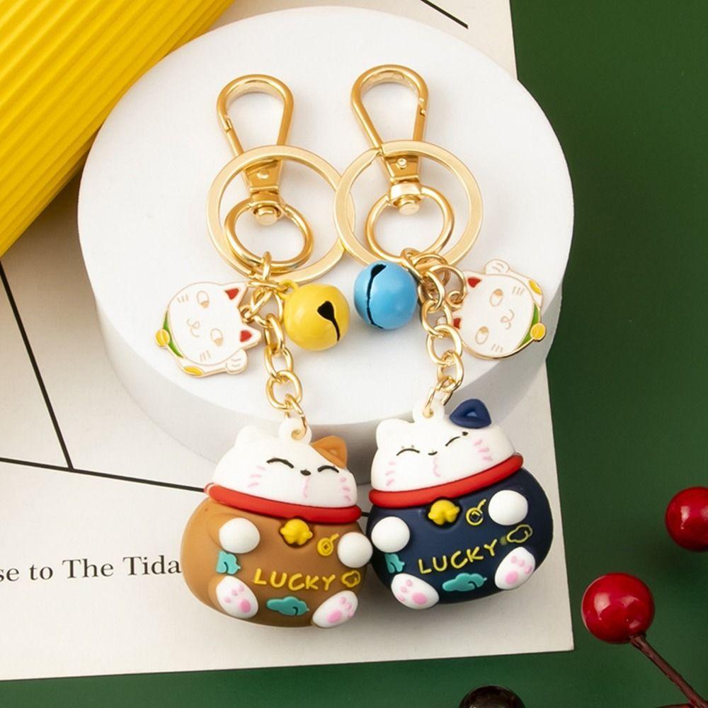 Japanese Maneki Neko Lucky Cat Charm - Kawaii Keychain Pendant For Bags, Purse, Or Gifts