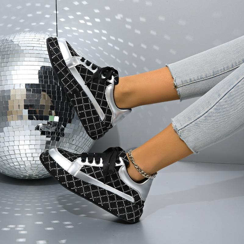 Designer Women'S Sneakers Crystal Rhinestone Sparkles Shoes Luxury Platform Shoes Womens Trainers Fashion Lace-Up Casual Shoes