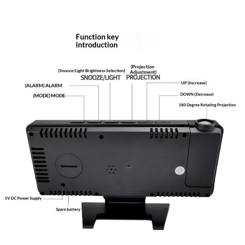Led Digital Alarm Clock Projection Clock With 180°Rotatable Projector Mirror Large Screen Projection Clock For Home Office Table