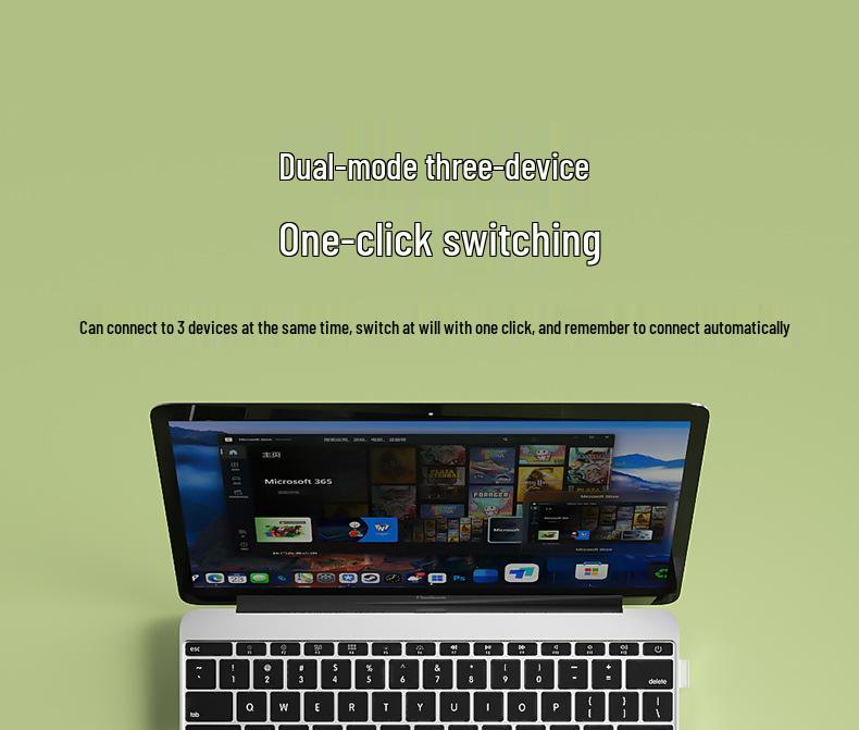 BOW Hangshi HD286CL Dual-Mode Bluetooth Wireless Ultra-Quiet Keyboard - Cute & Lightweight for Girls