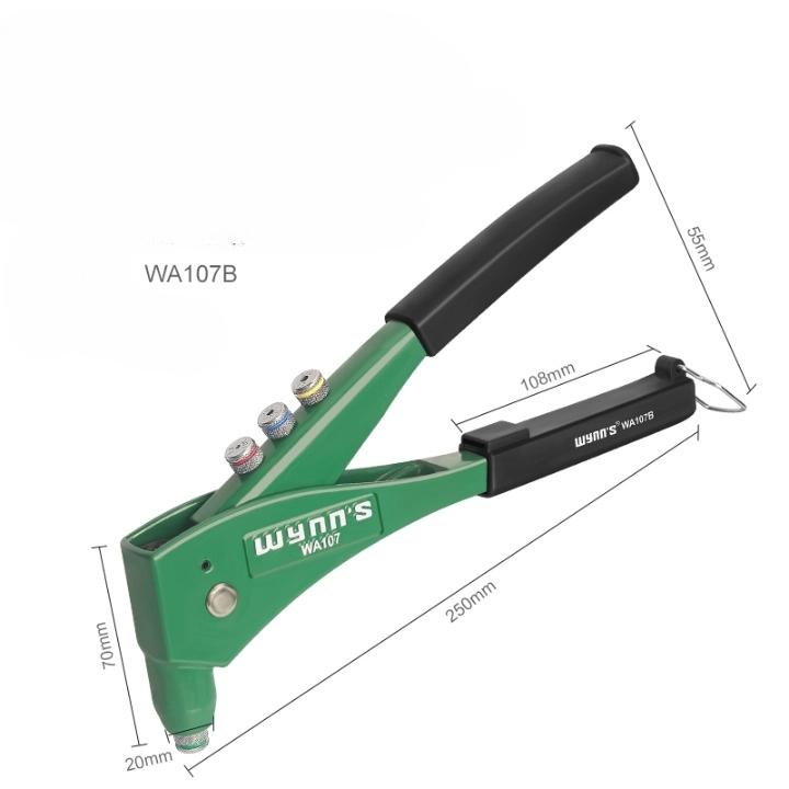 Manual Rivet Gun Set with 16 Sizes of Rivet Heads, Heavy-duty One-handed Rivet Gun Tool for Metal, Plastic and Leather