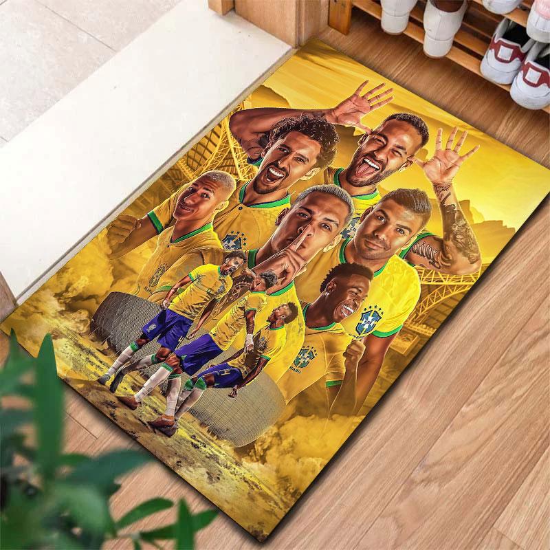 Brazil National Football Team Carpet Rug for Living Room Bedroom Home Sofa Decoration,Kids play Non-slip Floor Mat