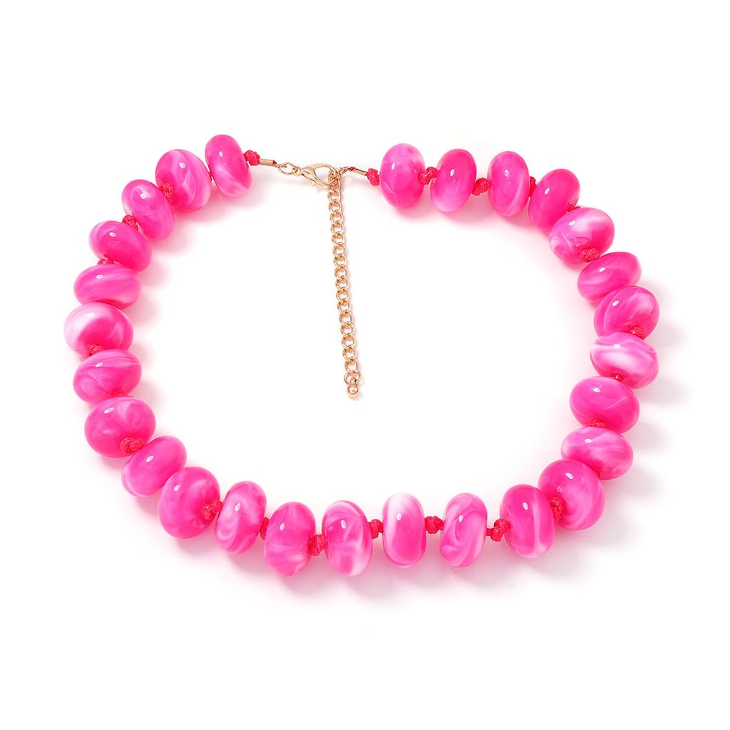 Fashion Personality Macaron Color Beaded Necklace Ins Wind Spring and Summer Holiday Atmosphere Women's Necklace