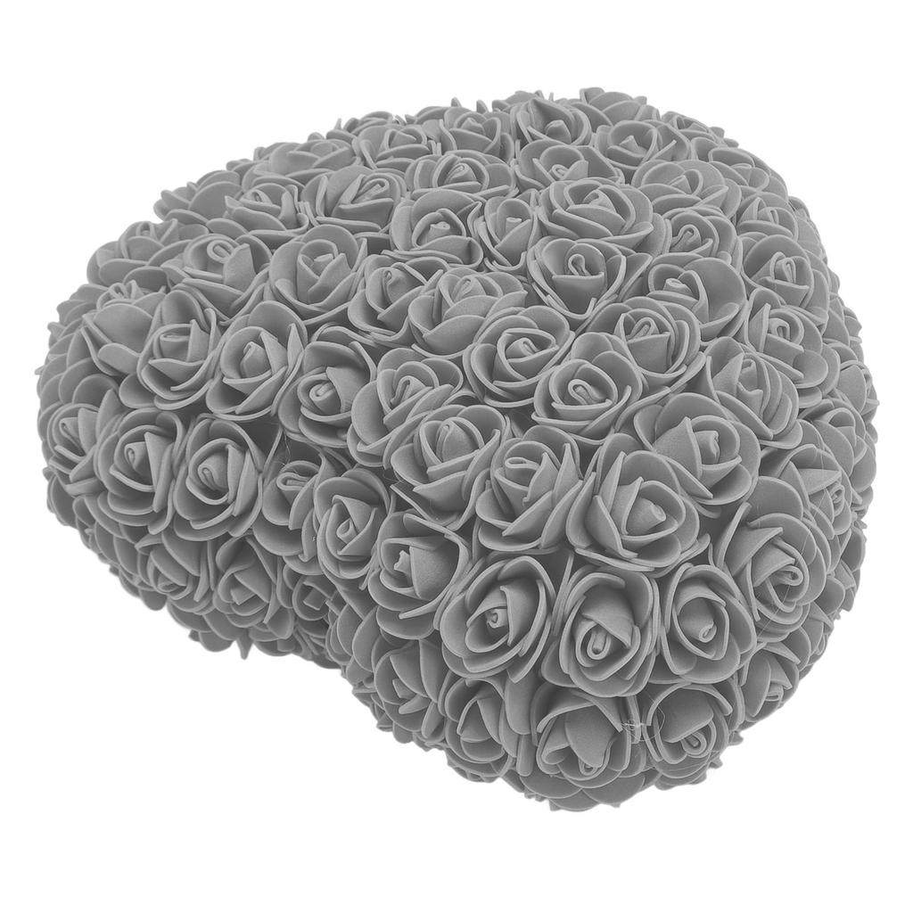 Foam Fake Roses Handcrafted Romantic Decorative Heart Shape Artificial Roses with String Light for Bedroom Wedding Gray