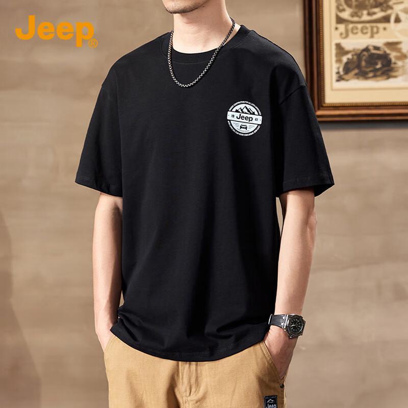 Jeep Men's Summer Pure Cotton Loose Fit T-Shirt