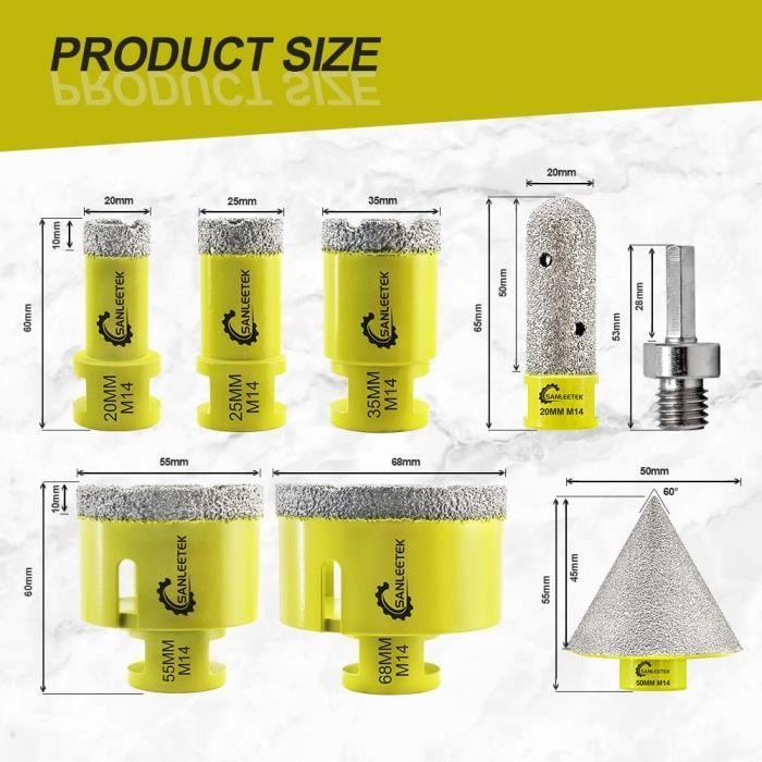 Diamond Drill Kit Tile Core Drill - 8pcs 2025355568mm20mm Diamond Cutter50mm Countersink Bitsadapter for Tile