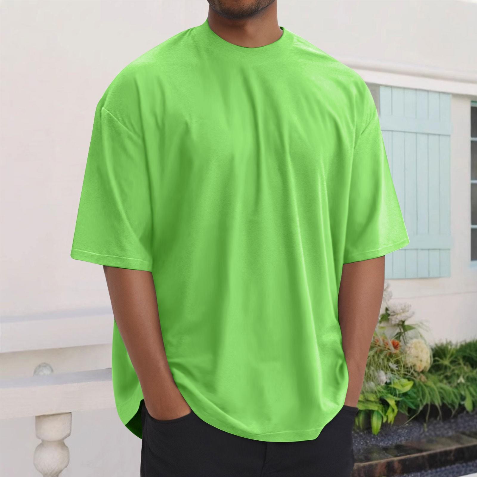 Летняя мужская модная свободная однотонная футболка с круглым вырезом и короткими рукавами XXXXXL 1500₽