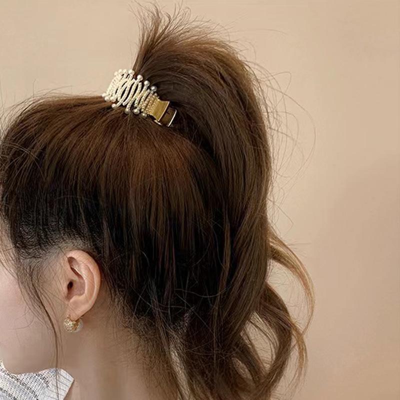 1Pcs Fashion Crystal Artificial Pearls Metal Hair Claws For Women Girls Female Party Ponytail Exqusite Hair Accessories