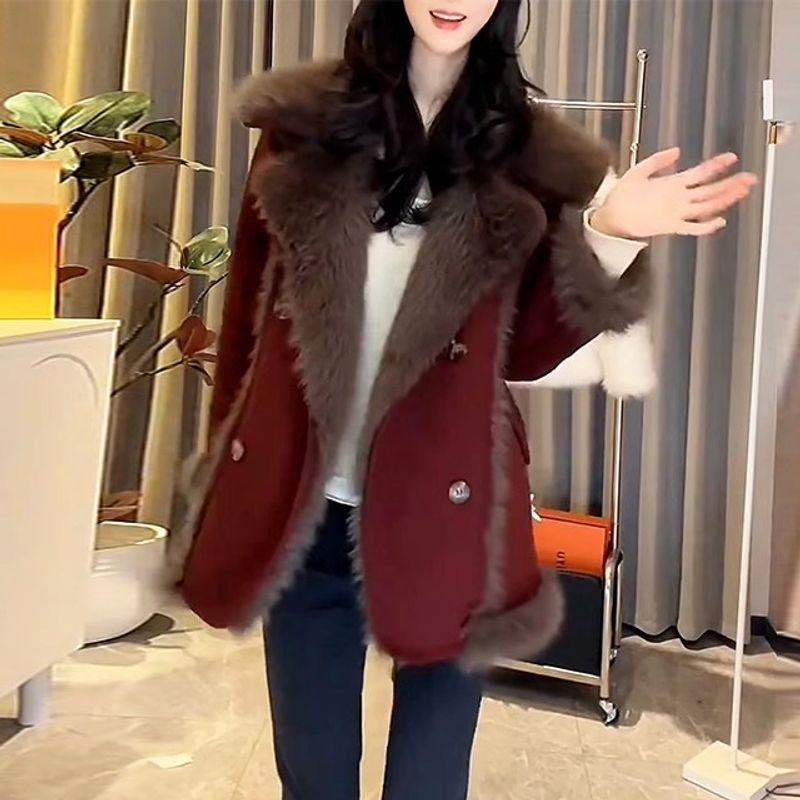 

Гонконгский пушистый высококачественный мех Зимнее пальто Женское Утепленная парка из цельного меха Пальто из норки Burgundy M