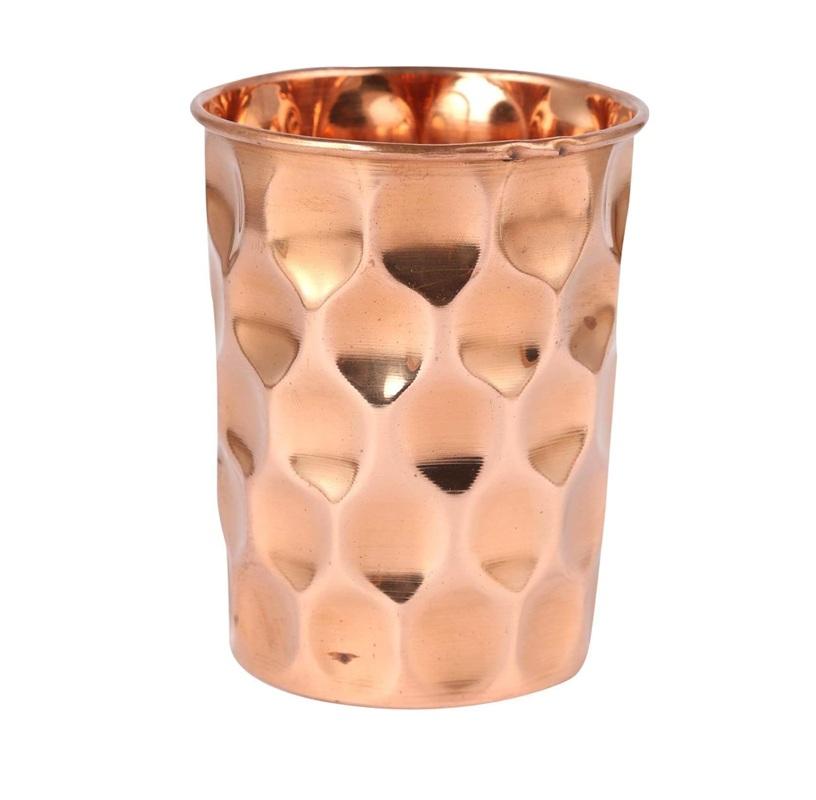 TreegoArt Pure Traditional 300 Ml Copper Tammba Handmade Diamond Design Drinkware Glass Fo Kitchen Item